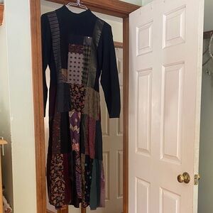 Donna Jessica Women’s patchwork silk and knit combo dress